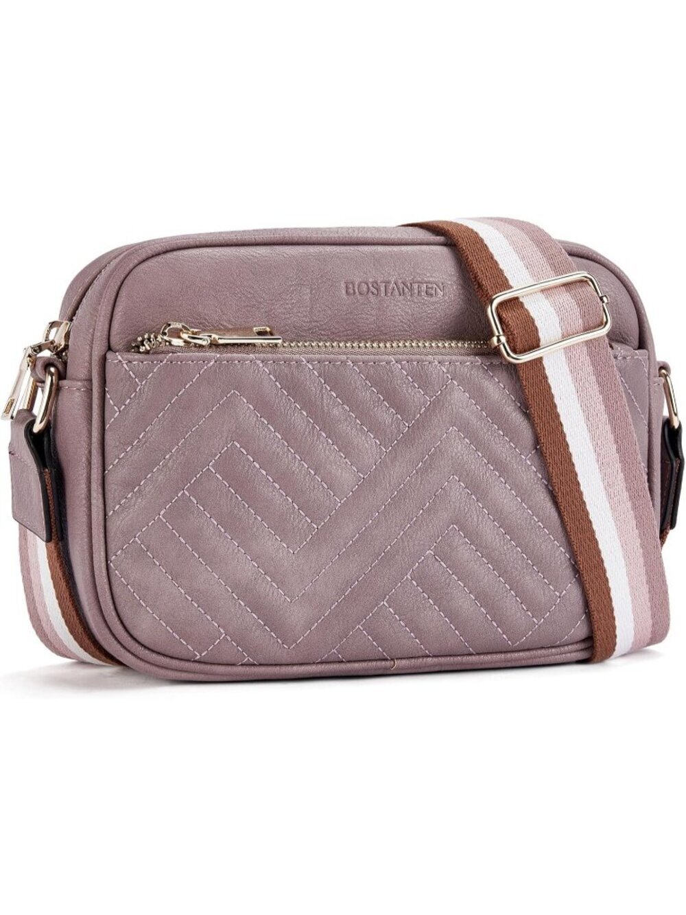 Women's Purple Leather Crossbody Purses Shoulder Handbags with Wide Strap